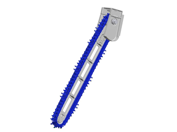 Fraise hydraulique pour tranchée en roche sur pelle hydraulique